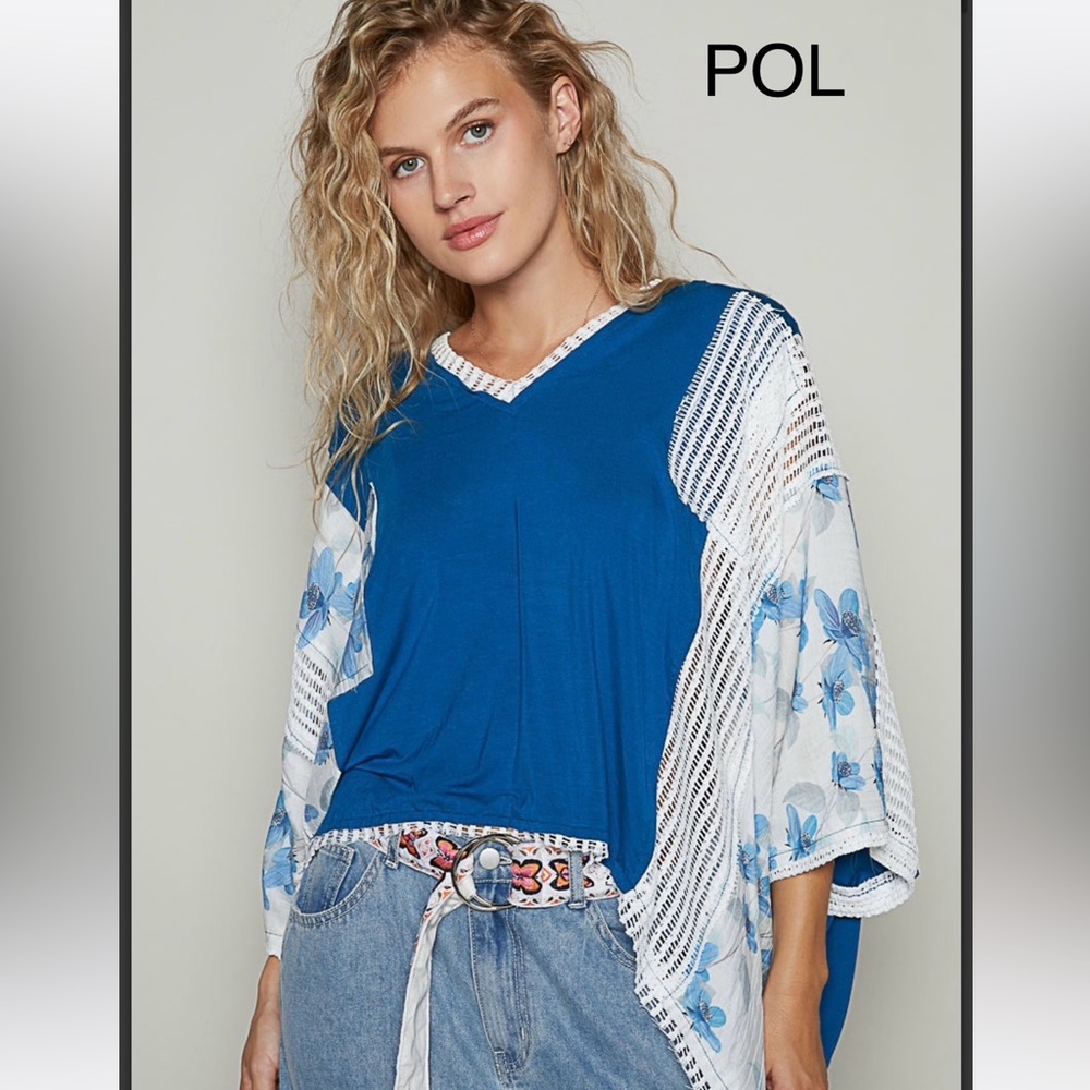 POL Women's Blue Floral Top